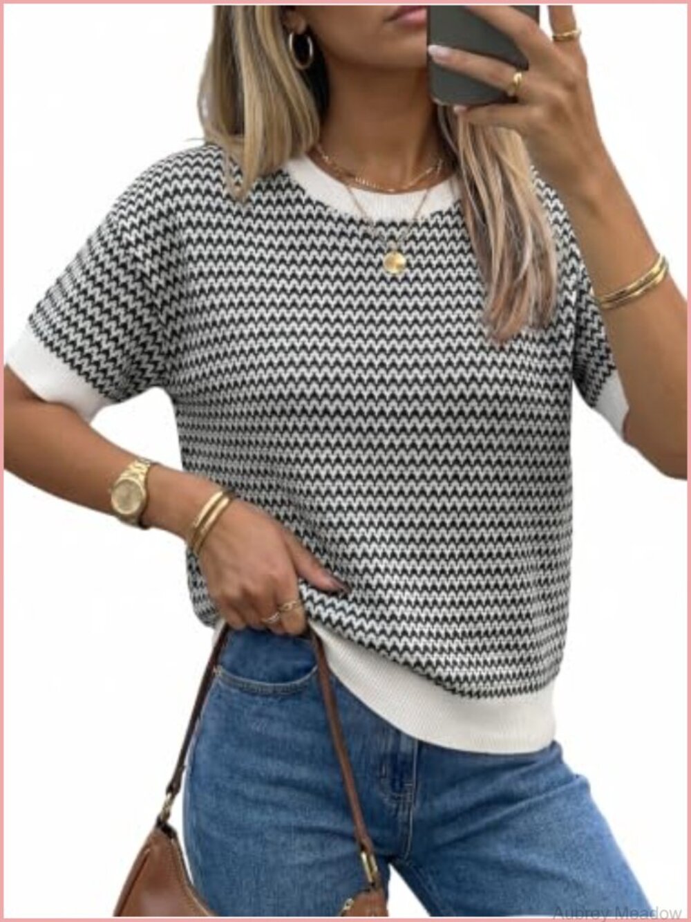 Women's 100% Cotton Crewneck Short Sleeve Sweater Pullover